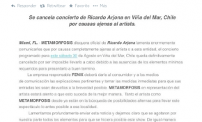 Filtran comunicado:  Show de Ricardo Arjona cancelado en Viña del Mar